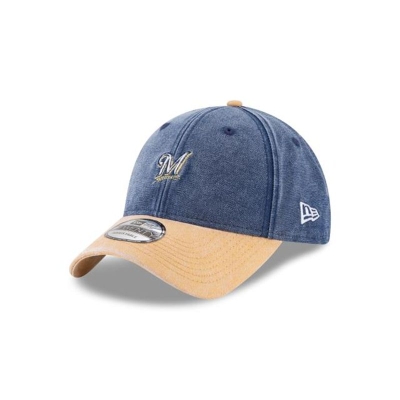 Blue Milwaukee Brewers Hat - New Era MLB Rugged Canvas 9TWENTY Adjustable Caps USA4531029